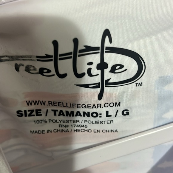 Reel Life “American Flag” long sleeve shirt UPF 50+  Large - Picture 5 of 5